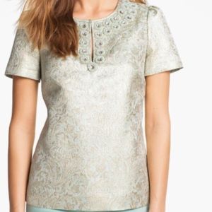 Tory Burch Metallic Lola Brocade Top
